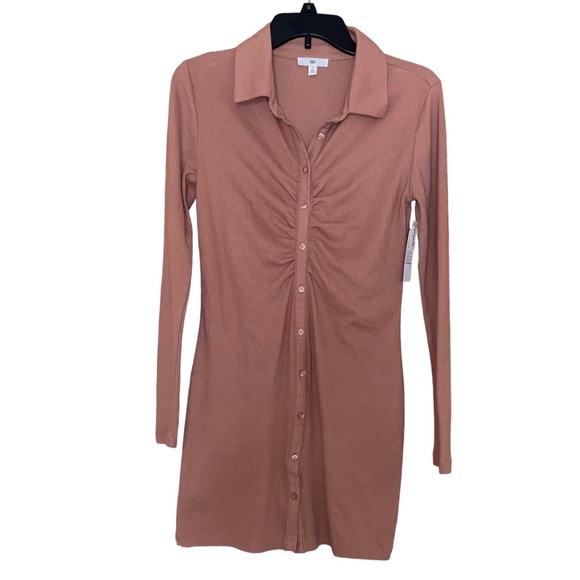 NWT BP Blush Pink Collared Button Up Mini Dress - Picture 2 of 8